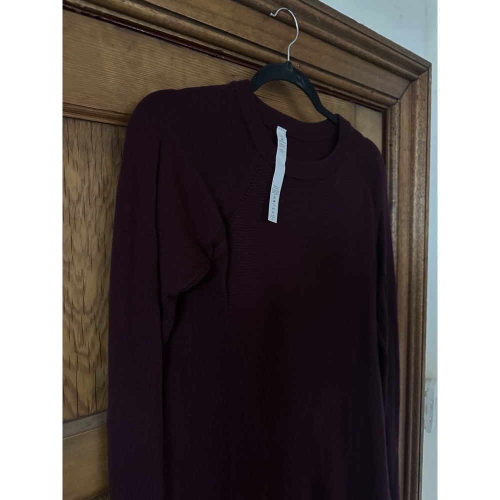 Lululemon Sit In Lotus Sweater Pullover Stretch Merino Wool Womens 8 Burgundy - Picture 2 of 4
